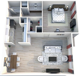Daisy- One Bedroom / One Bath - 587 Sq.Ft.*